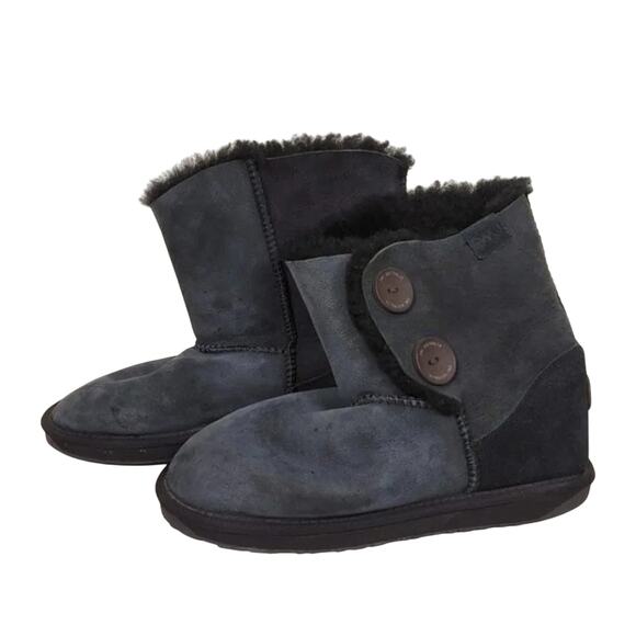 EMU Australia Valery Lo Boots Charcoal Gray Sheepskin Women Size W10 Winter - Picture 1 of 14